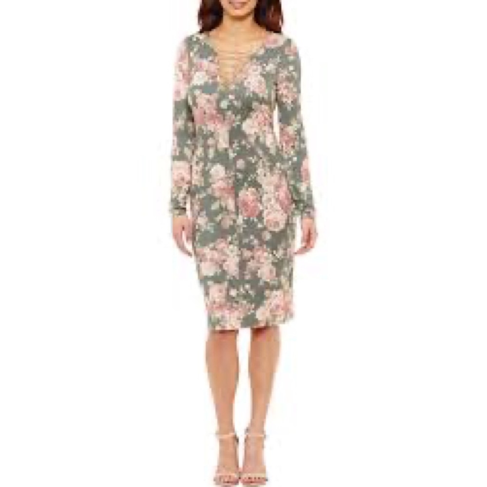 BOLD Elements Floral Long Sleeve Lace Up Dress
